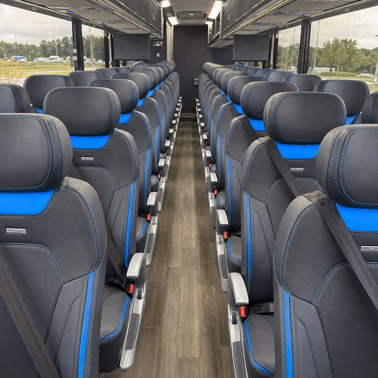 56 passenger charter bus inside